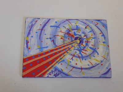 Explosion - aceo 2.5x3.5" painting  abstract casein painting on Arches Art Board by Julie Miscera Miniature art - image1